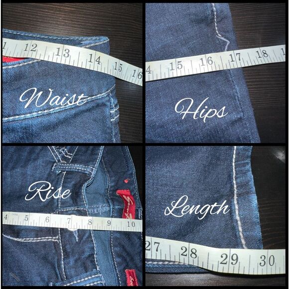 Seven7 Women’s Rhinestone Pocket Dark Wash Petite Low Rise Bootcut Jeans Size 6P - Picture 12 of 12